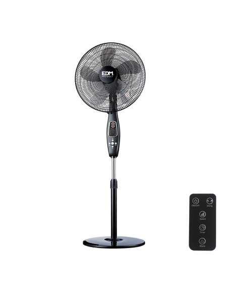 Ventilador de pie negro 45W con mando altura regulable EDM