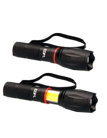 Linterna metálica XL frontal y lateral a pilas EDM