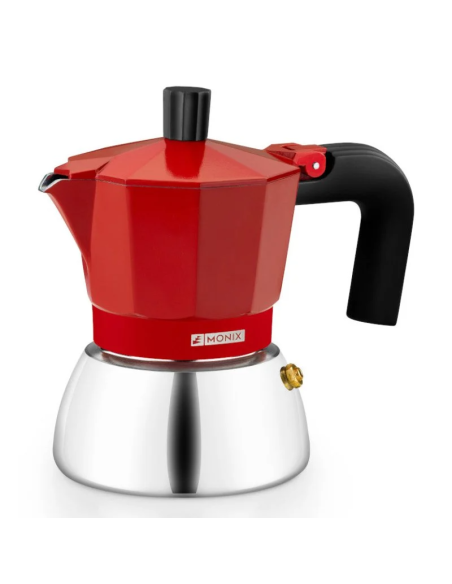 Cafetera italiana roja 6 tazas modelo Deluxe BRA