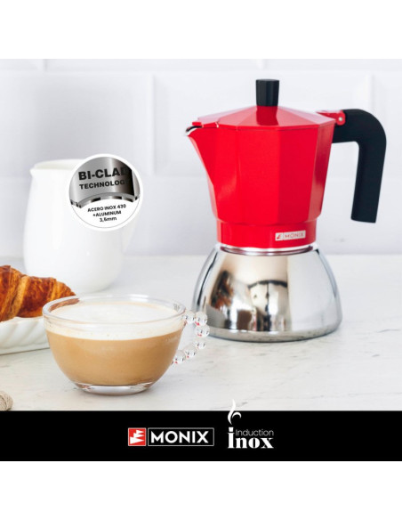 Cafetera italiana roja 6 tazas modelo Deluxe BRA