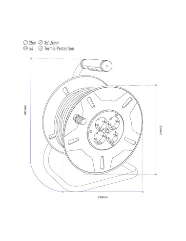 Enrrollacables profesional 25mts. EDM Enrrollacables profesional 25mts. EDM