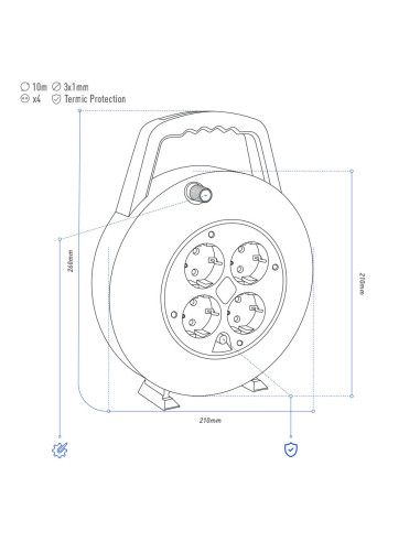 Enrrollacables domestico 10mts. EDM Enrrollacables domestico 10mts. EDM