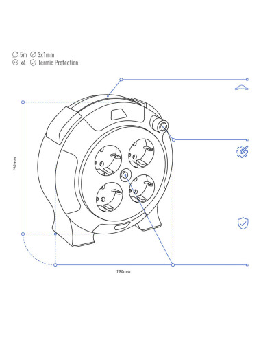 Enrrollacables domestico 5mts. EDM Enrrollacables domestico 5mts. EDM