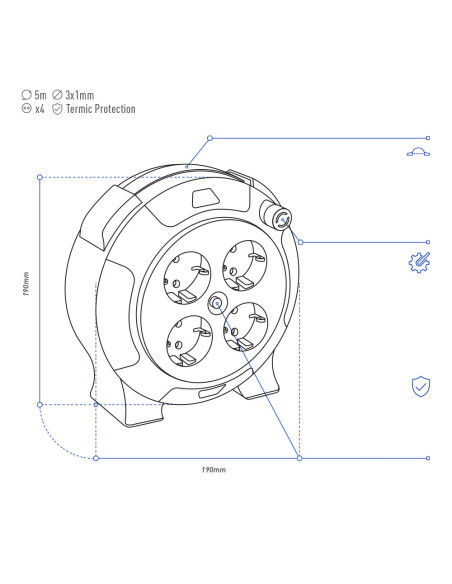 Enrrollacables domestico 5mts. EDM
