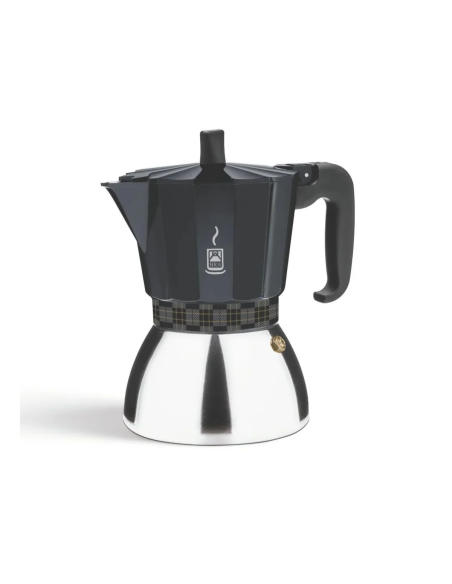 Cafetera italiana negra 3 tazas modelo Deluxe BRA