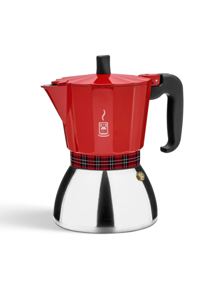 Cafetera italiana roja 6 tazas modelo Deluxe BRA