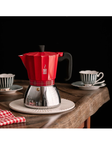Cafetera italiana roja 6 tazas modelo...
