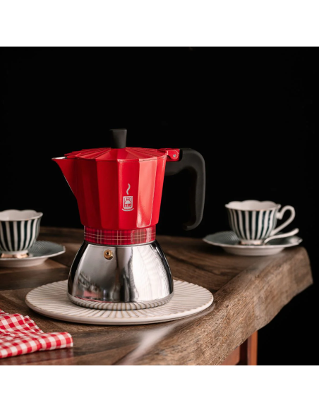 Cafetera italiana roja 6 tazas modelo Deluxe BRA