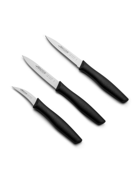 Juego de 3 cuchillos Mondadores Negro Serie Nova Arcos