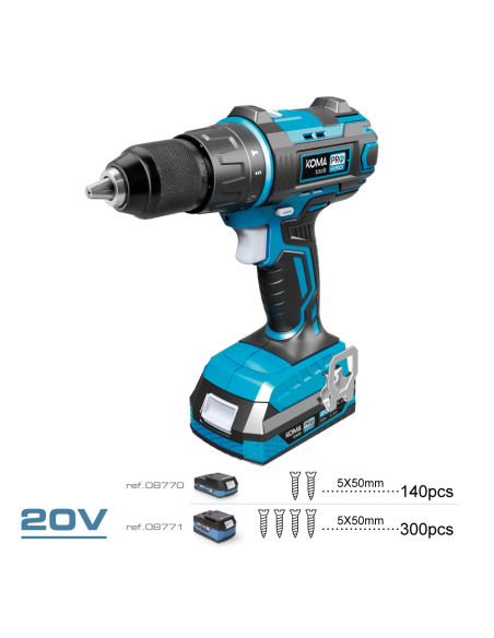 Taladro atornillador/percutor a batería 20V Pro Series Koma